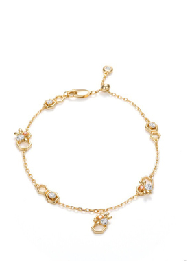 法式轻奢复古金色蜜蜂流苏手链耳钉项链不规则设计感精致首饰套装