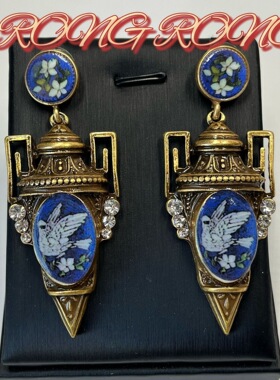 青岛中古西洋古董重工做旧信鸽子耳坠欧美耳针复古宫廷风夸张耳饰