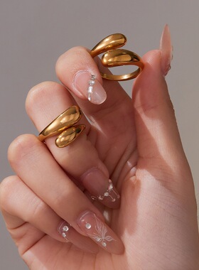 谜丽 新款不规则异形开口戒指组合 欧美风重工时尚不锈钢指环