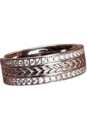 Vintage中古宽版麦穗双排钻戒指宫廷风穗穗平安复古精致高级指环