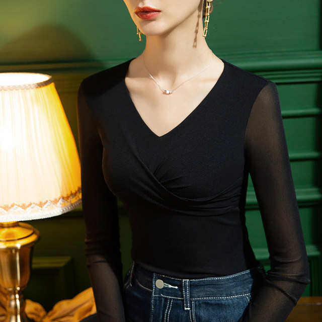 ເສື້ອຍືດຄໍ V-neck ສໍາລັບແມ່ຍິງ, ກະທັດຮັດ, niche ແລະ sexy