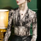 V-neck bright silk bottoming shirt for women with mesh style