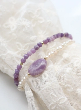 小众轻奢复古天然石天然紫水晶串珠项链女锁骨链颈链礼物