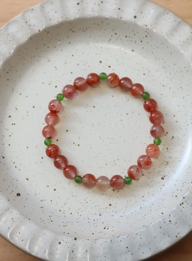 原创冰飘南红新中式文艺天然冰飘南红玛瑙手链串珠手链