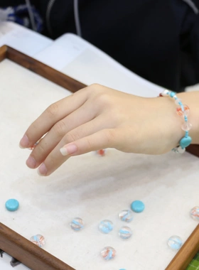 夏日清新红蓝白手链韩系松石蓝青春白手链苹果捷克珠手串