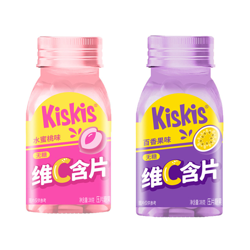 酷滋KisKis38g无糖维C清口含片清凉薄荷糖清新口气糖果瓶装零食,淘宝优惠券,粉丝福利购,淘宝优惠卷