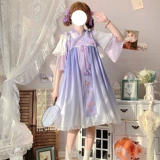 Оригинальное дизайнерское платье-комбинация, комплект, стиль Лолита, с вышивкой, с лямками