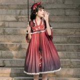 Оригинальное дизайнерское платье-комбинация, комплект, стиль Лолита, с вышивкой, с лямками