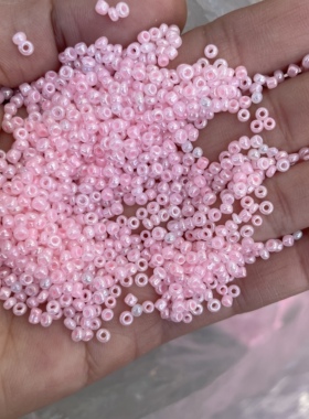 DIY米珠 2mm粉红色染心奶油米珠 十字绣珠 串珠材料 服装辅料