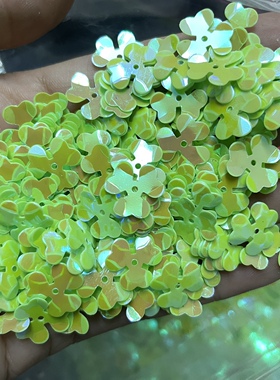 DIY材料10mm三叶梅亮片混色彩色梅花珠片炫彩三叶草亮片手工配件