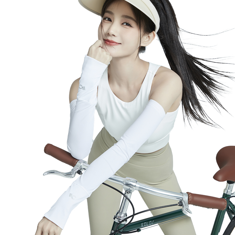 韩国VVC冰袖防晒女薄袖套女开车冰丝料骑行护手臂防紫外线袖子套 - 图3