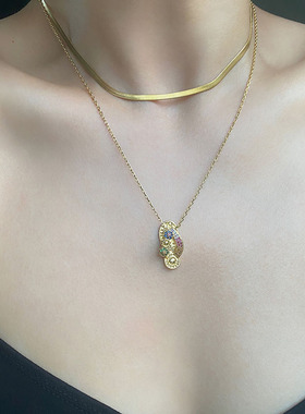 choker微镶彩色锆石立体ins项链