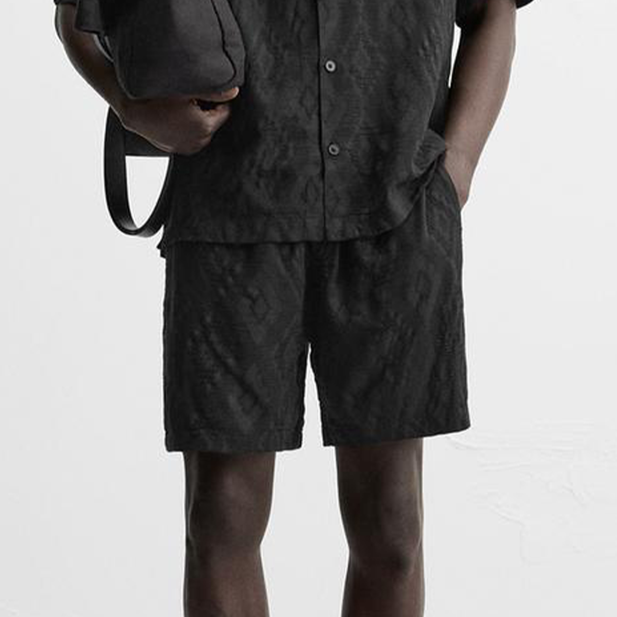 柜319！ZAR夏季新品 男装 宽松几何图形提花休闲短裤 1618376 800