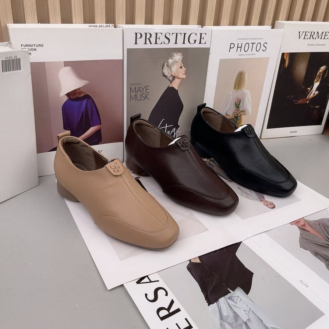 品牌女士真皮单鞋2025秋季新款法式复古深口低跟休闲方头小皮鞋,淘宝优惠券,粉丝福利购,淘宝优惠卷