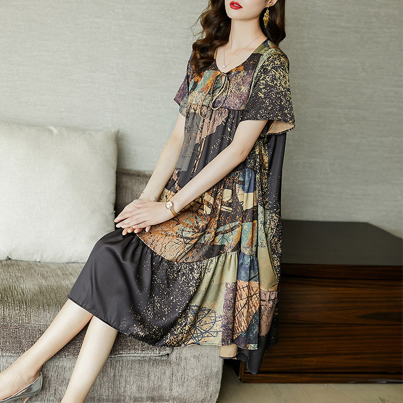 碎花2022新款夏季高端奢华连衣裙 火袖大码女装