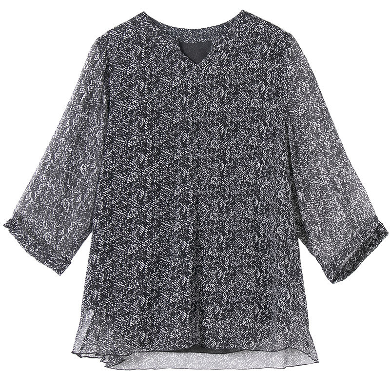 法式碎花洋气小衫2023新款雪纺衫 火袖蕾丝衫/雪纺衫