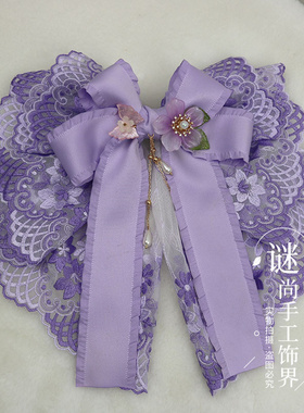 顶夹刺绣花边甜美大蝴蝶结