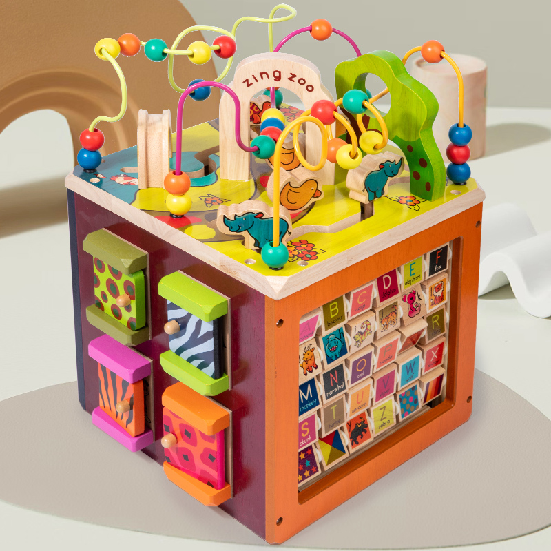 btoys绕珠百宝箱婴幼儿童木立方串珠1-2-3岁半宝宝早教益智力玩具 - 图0