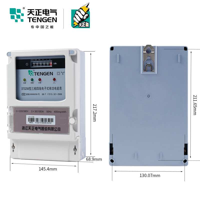 TENGEN天正DTS256电子表DSS256三线三相四线电子式有功电能表新型-图0