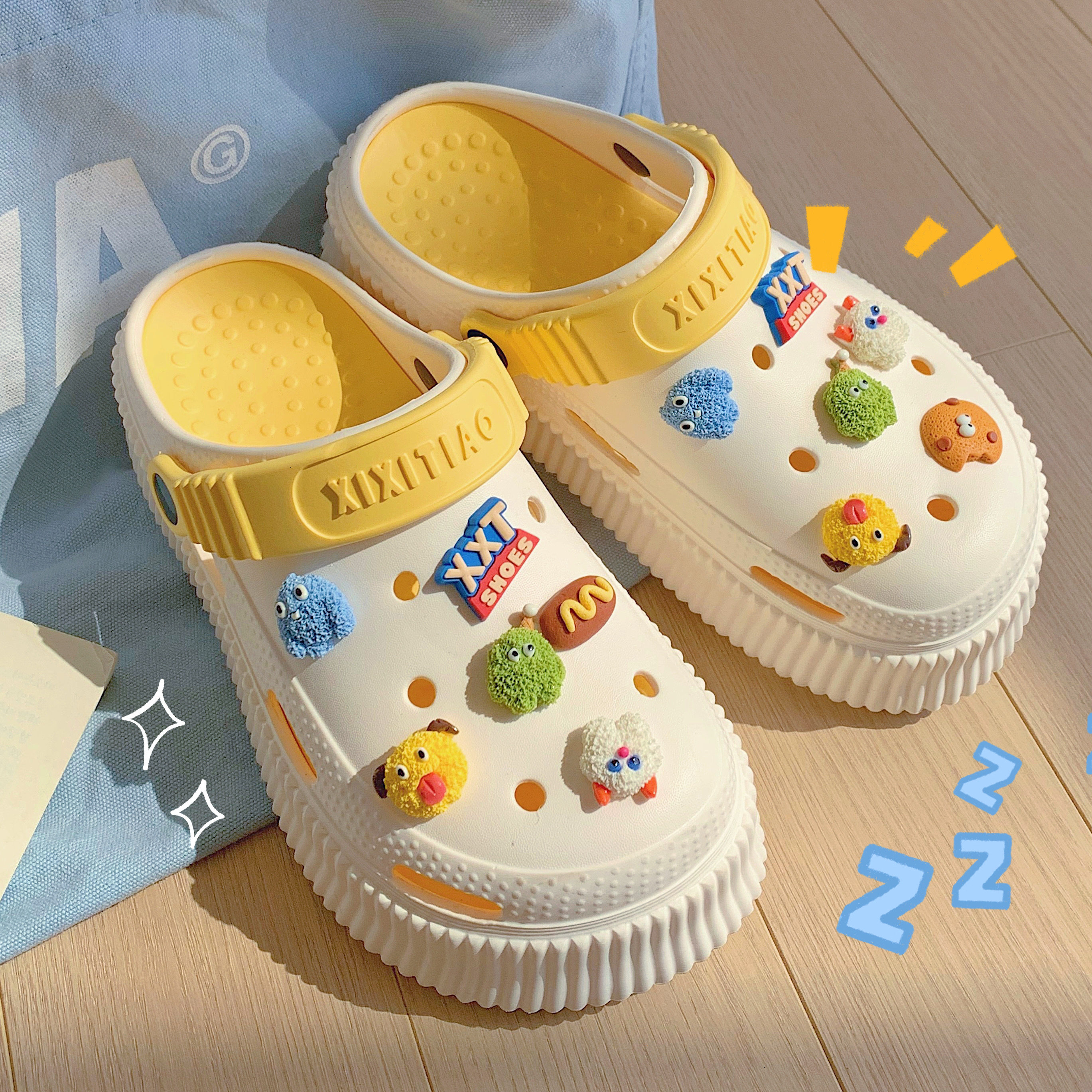 创意可拆卸增高软厚底洞洞鞋女夏季户外防滑踩屎感可爱怪兽凉拖鞋,淘宝优惠券,粉丝福利购,淘宝优惠卷