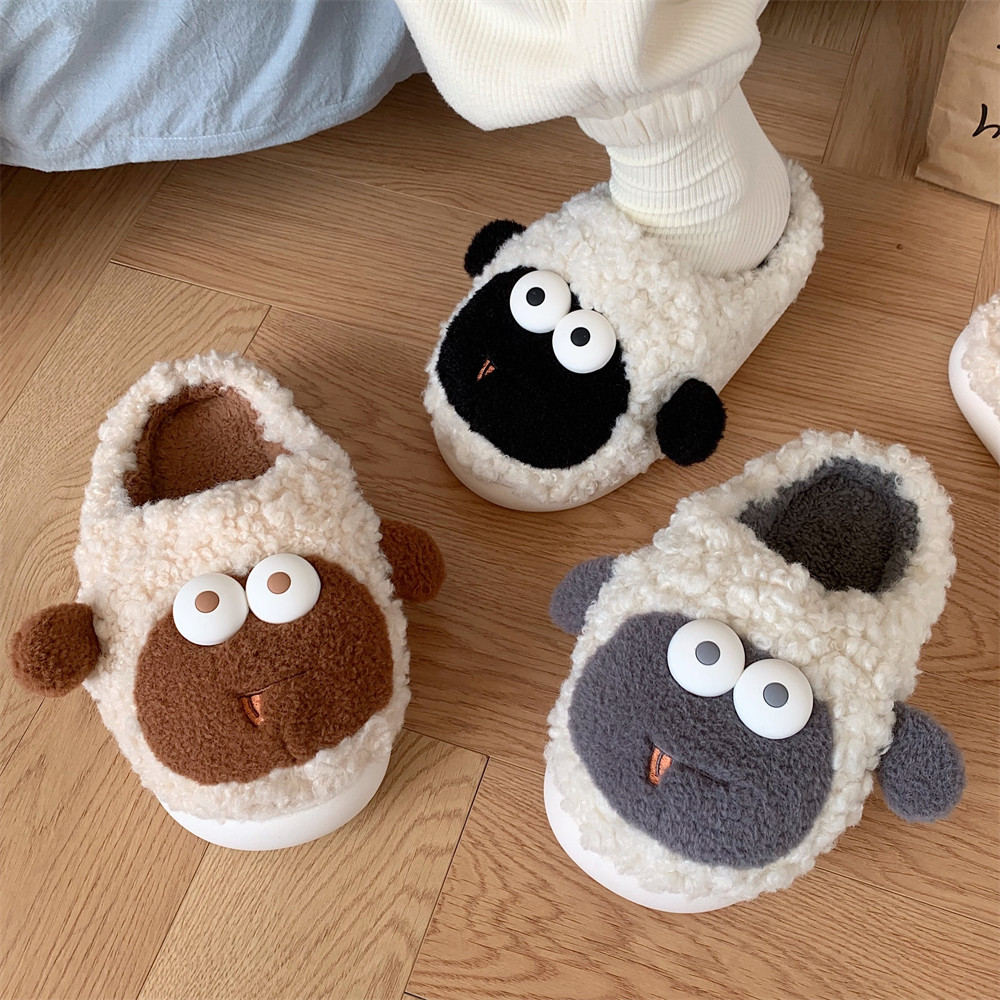 舒适防滑家居卧室软底毛绒月子鞋软萌可爱小羊女士冬季新款棉拖鞋,淘宝优惠券,粉丝福利购,淘宝优惠卷