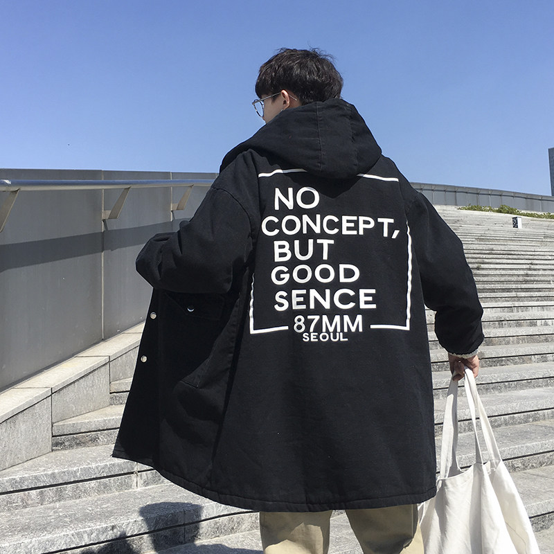 冬季加绒男中长款羊羔毛加厚棉衣 路瑾夹克