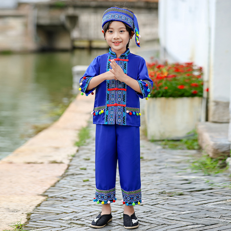 新款元旦少数民族服装儿童壮族土家族苗族瑶族男彝族演出运动会服 - 图2