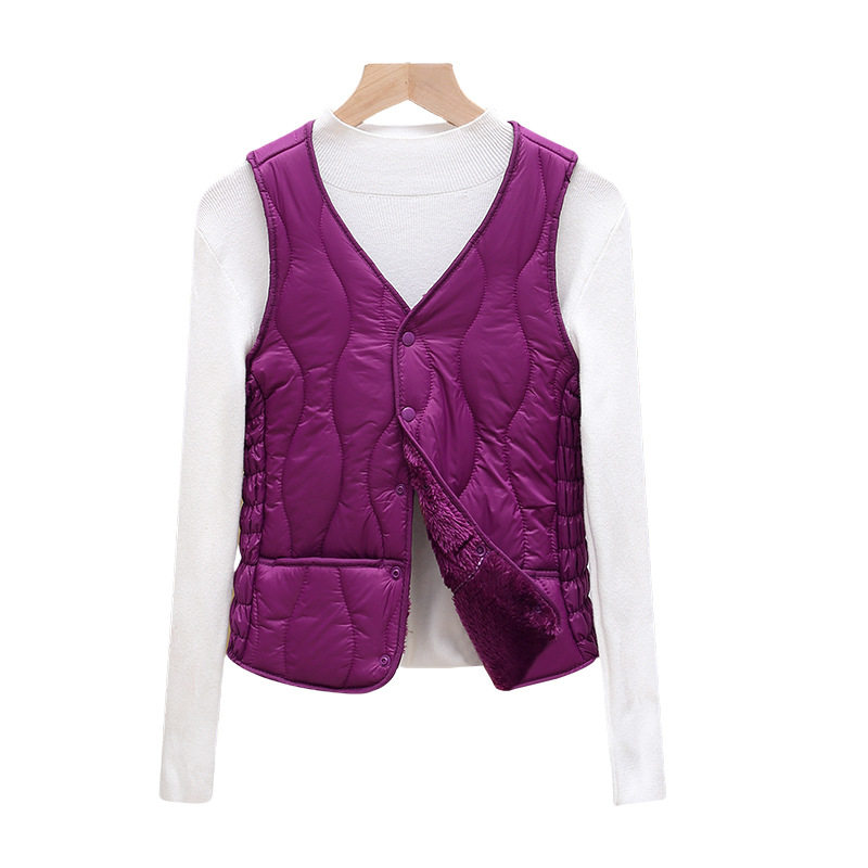 【官网热销】棉马甲女加绒一体棉2024女装保暖纯色大码薄内胆打底