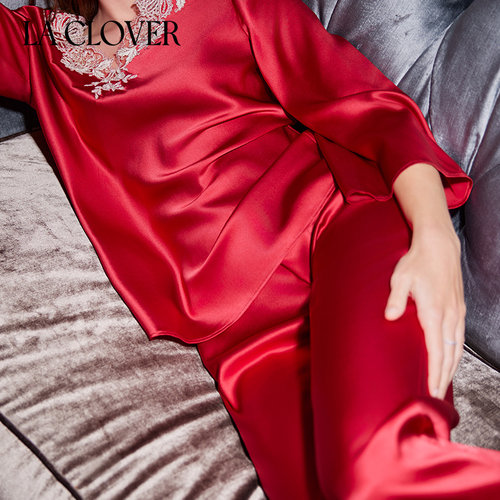 LACLOVER闪耀艺术家限量红套头分身套装睡衣女LC46YV1 - 图2