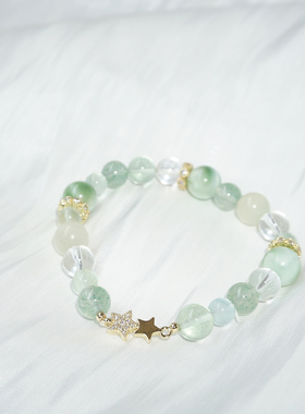 天然水晶手链手串绿色森林小清新