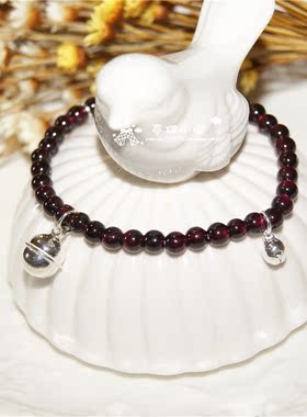 4a纯天然酒红石榴石紫牙乌女生