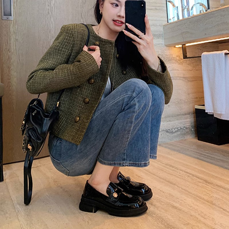 小金币厚底乐福鞋女2025新款秋季单鞋复古一脚蹬英伦风黑色小皮鞋,淘宝优惠券,粉丝福利购,淘宝优惠卷