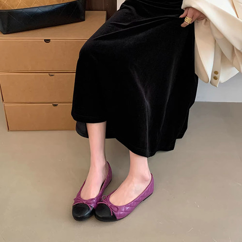 小香风蝴蝶结平底单鞋女2026春季新款浅口一脚蹬晚晚通勤芭蕾舞鞋 - 图2