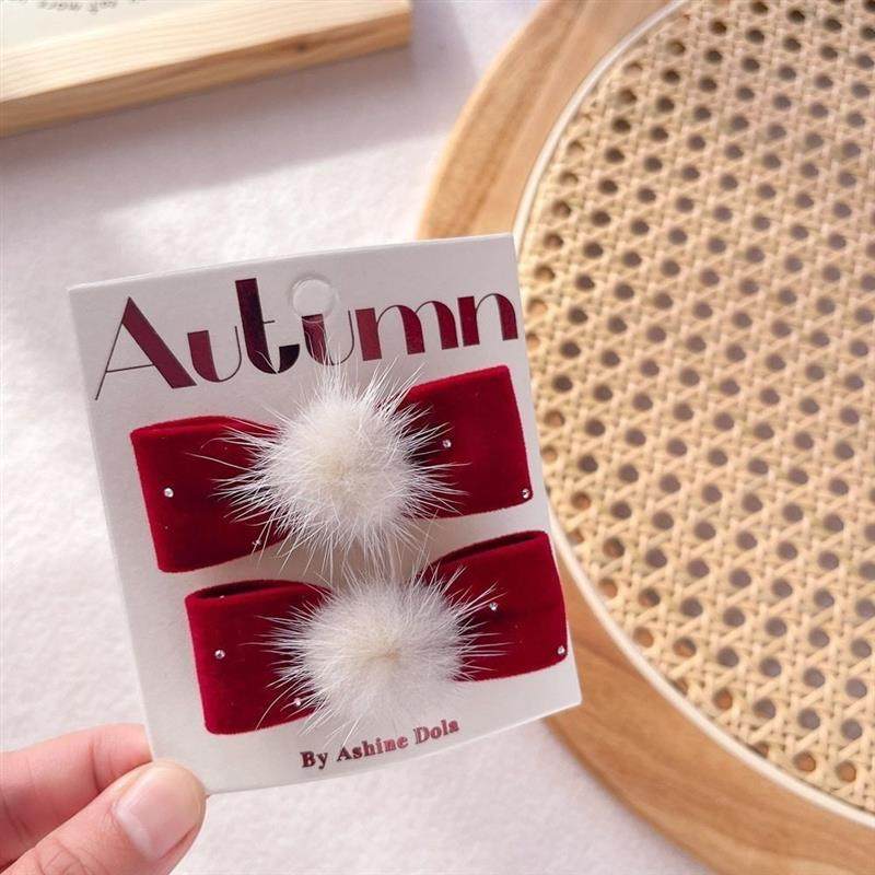 儿童新年红色喜庆蝴蝶结发夹刘海侧边BB夹女童扎头发皮筋发圈头绳,淘宝优惠券,粉丝福利购,淘宝优惠卷