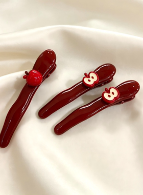 红色小苹果造型可爱甜美边夹