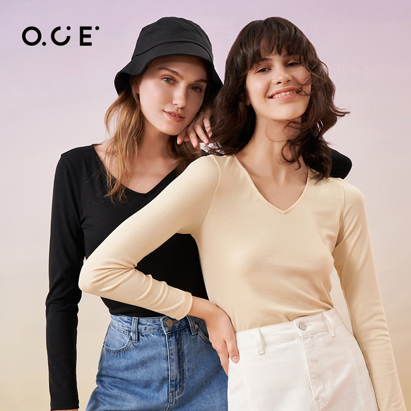 oce半高领2021秋季新款纯色打底衫 oceT恤