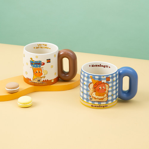 OCE吐司星星人胖胖杯陶瓷马克杯水杯家用喝水咖啡杯高颜值情侣杯 - 图0