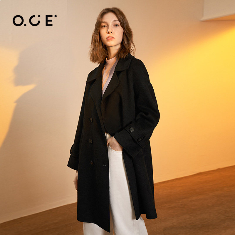 oce女装中长款2021秋冬新款呢大衣 oce毛呢外套