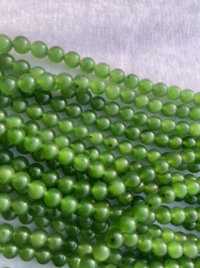 天然和田玉辣绿色碧玉圆珠散珠子手链项链配珠串珠diy饰品配件