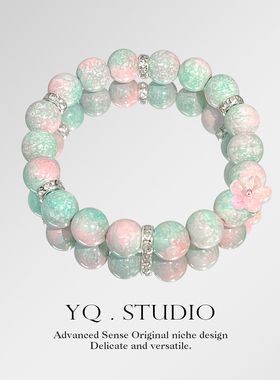 YQ.STUDIO【绿芷粉-梅花】新中式串珠女清冷感古风手饰叠戴手串饰
