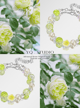 YQ.STUDIO【山茶玫瑰】与花相逢，温柔浪漫。清新手串送礼物手链