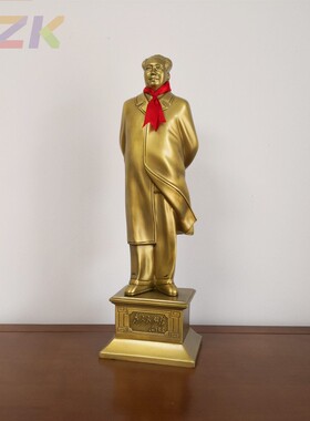 毛主席铜像黄铜客厅摆件毛泽东雕塑像风衣背手站像办公室工艺摆u8