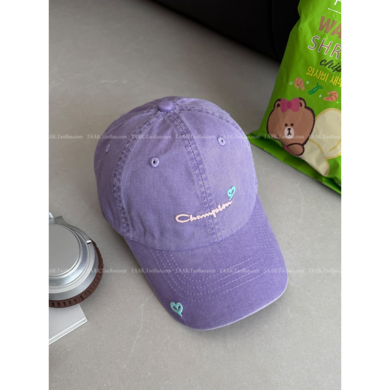 TAAK韩系新款紫色爱心字母鸭舌帽子女春夏季日系显脸小蓝色棒球帽,淘宝优惠券,粉丝福利购,淘宝优惠卷
