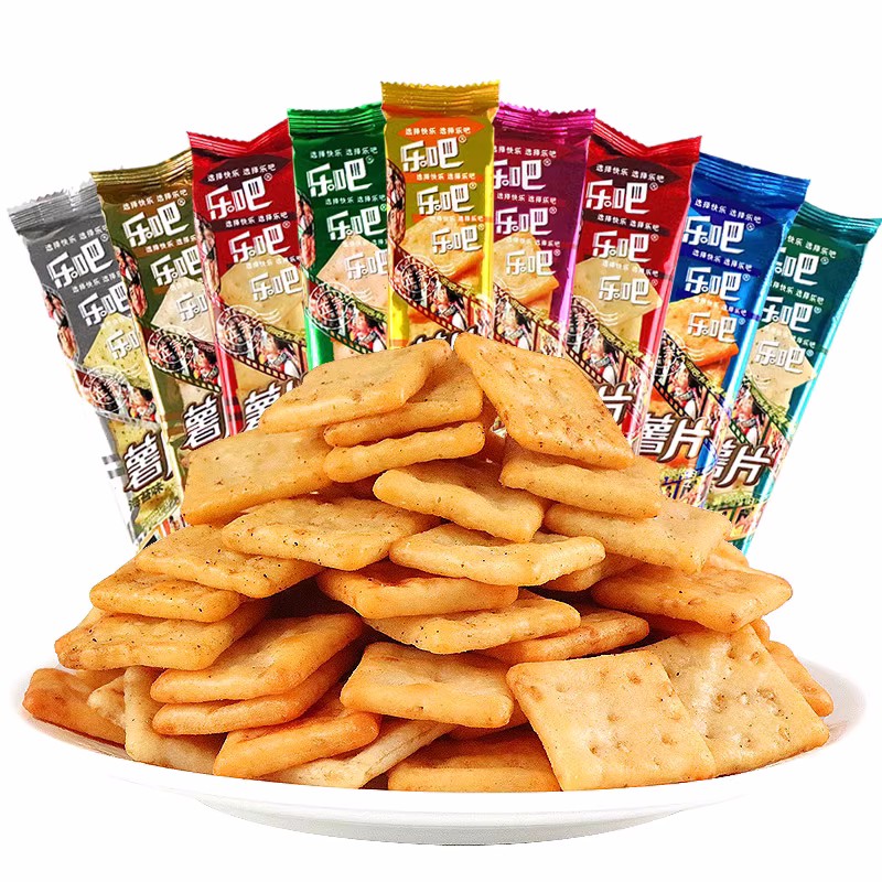 乐吧非油炸薯片鸡肉烧烤芥末膨化食品