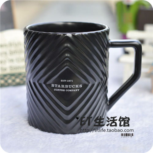 星巴克杯子 经典logo黑色男士圣诞礼物马克杯情侣对杯咖啡杯 限量 - 图0