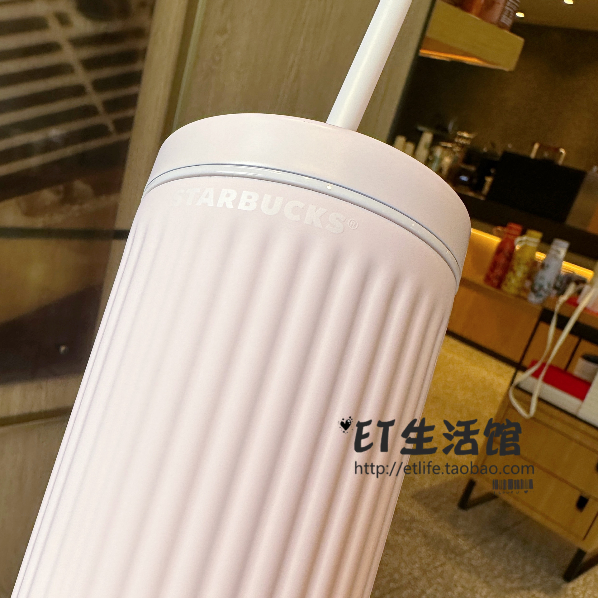 2023星巴克杯子粉色条纹薄荷绿渐变直纹限量新款不锈钢吸管保温杯 - 图3