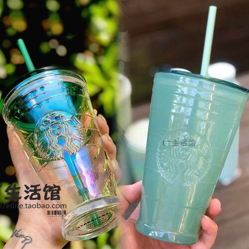 星巴克杯子炫彩夏日黑色男士玻璃吸管杯经典女神logo情侣对杯限量 - 图3