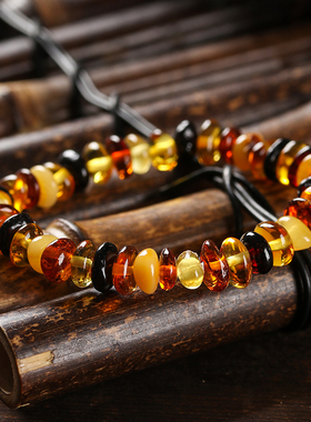 复古风男女天然琥珀蜜蜡