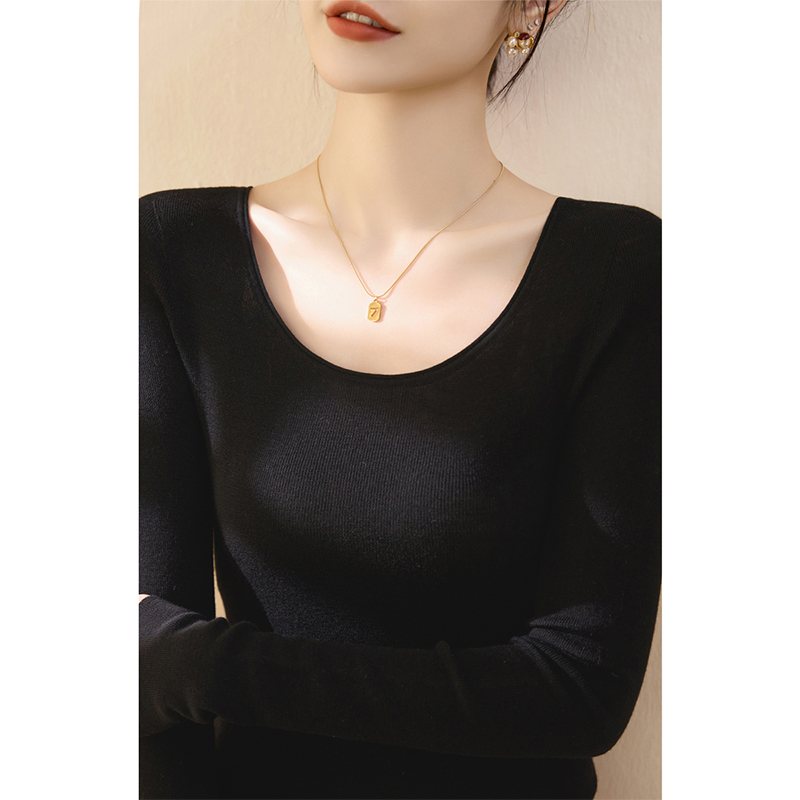 低圆领内搭针织打底衫女2025秋季新款感修身显瘦毛衣长袖上1027r