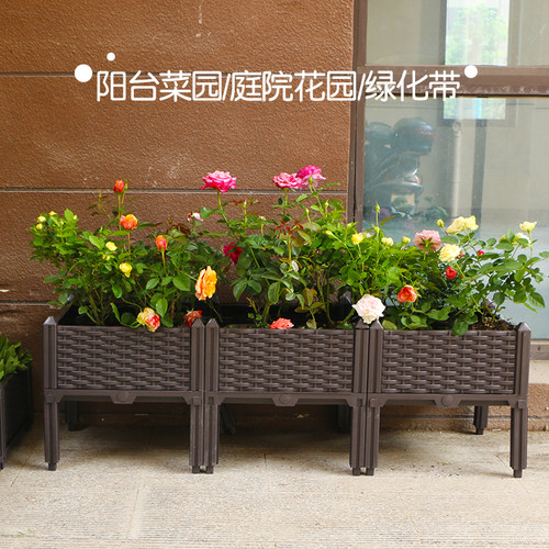阳台种菜神器种植箱蔬菜养花盆栽种菜家庭塑料花盆楼顶菜园箱L形 - 图1
